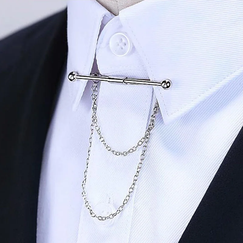 Классический мужской зажим на воротник рубашки брошь булавки цепочка Модный