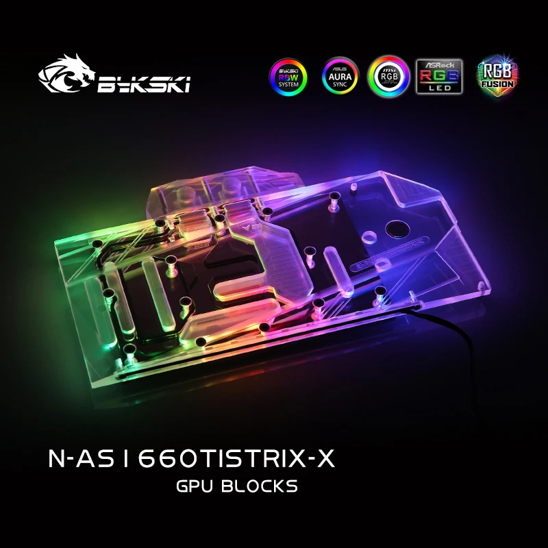 Bykski GPU кулер для ASUS ROG STRIX Geforce RTX1660TI O6G Gaming Full Cover водный блок N AS1660TISTRIX X|Кулеры и