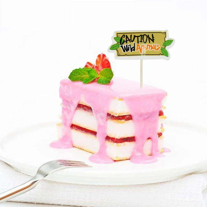 Набор из 24 штук с изображением животных джунглей ThemeElephant/лев тигр для капкейка-с