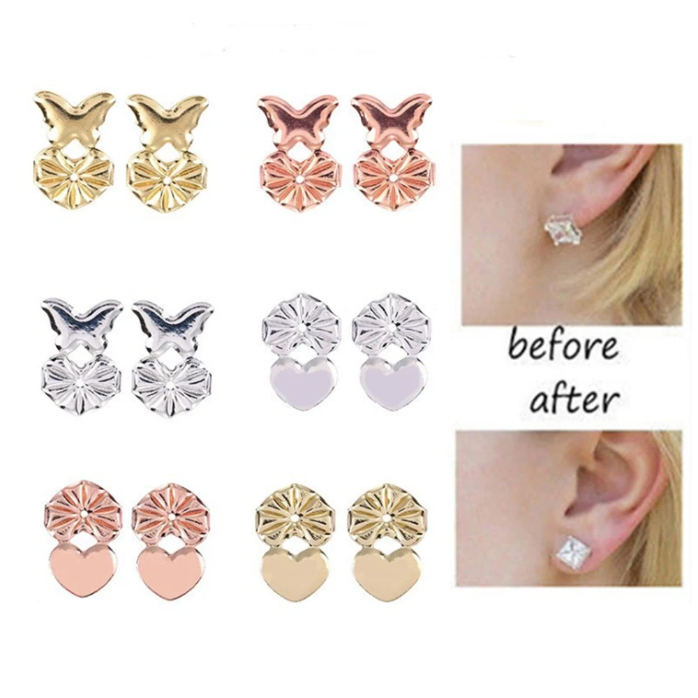 

New Back Support Heart Lift Earrings Fits All Post Earrings Set Of Earrings Gold Color Silver Color Jewelry Accessories