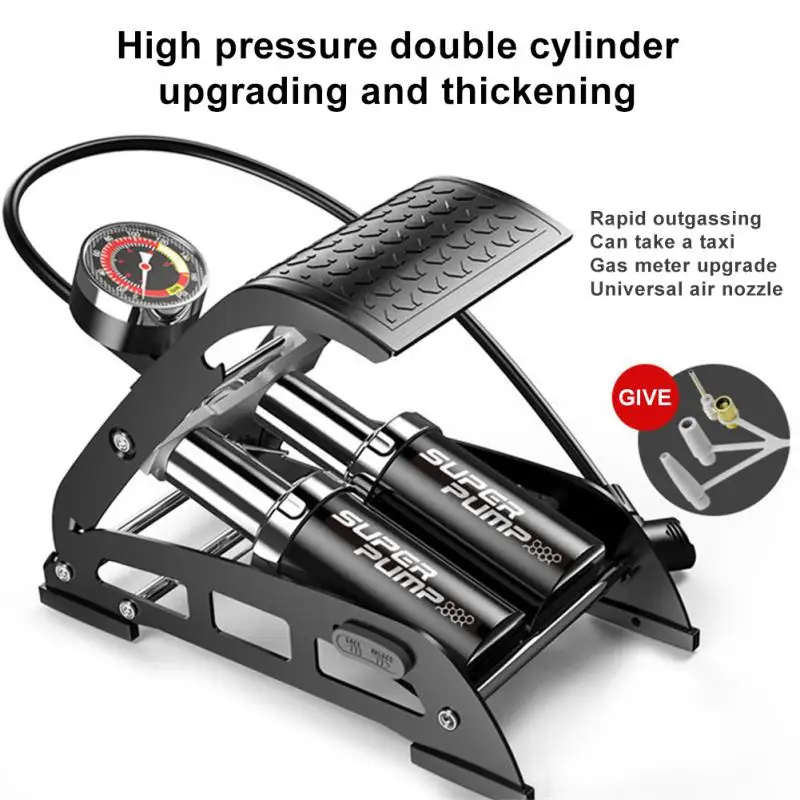 

Bike High Pressure Foot Pump With Pressure Gauge Car Air Pump UK/AV/FV Universal Bicycle Motorcycle Folded Inflatable Pump