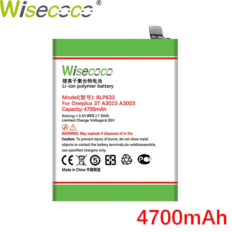 

WISECOCO BLP633 4700mAh Battery For OnePlus 1+ 3T One Plus 3T Three T Phone High Quality +Tracking Code