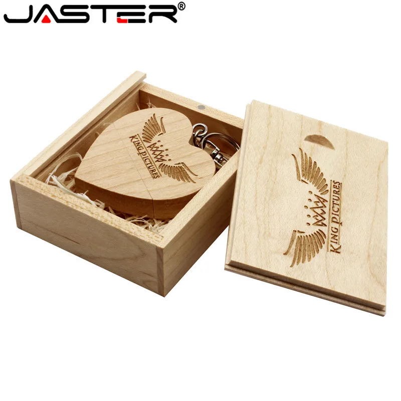Флэш накопитель JASTER USB 2 0 1 шт. логотип на заказ ореховое сердце США + коробка флэш 64