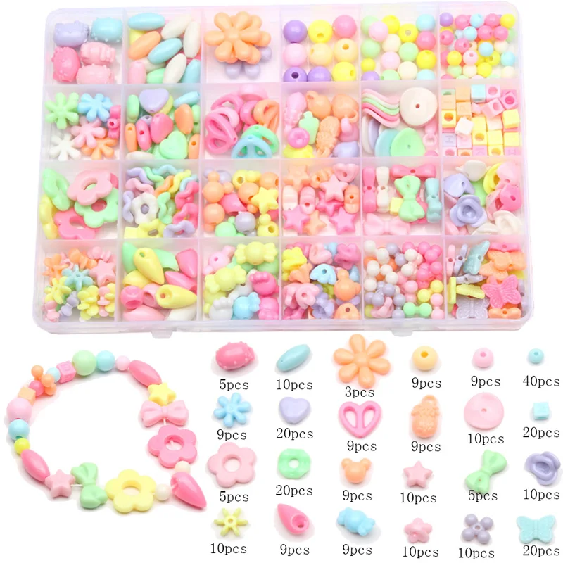 

Acrylic Beads Loose Spacer Beads Set Child Gifts Supplies For Jewelry Making DIY Handmade Bracelet Necklace Earrings Accessories