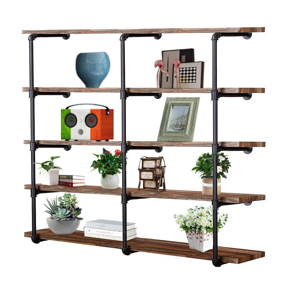 

2/3PCS 4Tier Industrial Wall Mount Iron Pipe Shelf Vintage Retro Hanging Storage Shelves Hardware Bookshelf Multifunction