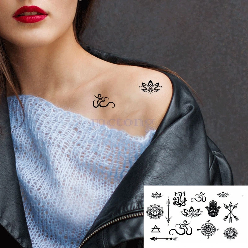 Водостойкая наклейка Временные татуировки s творческая Геометрия волк тату Луна