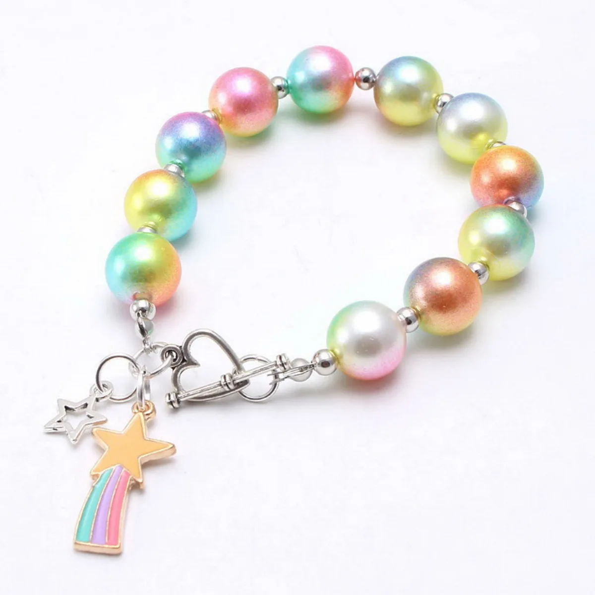 Детский браслет с радужными бусинами в стиле бохо | Украшения и аксессуары