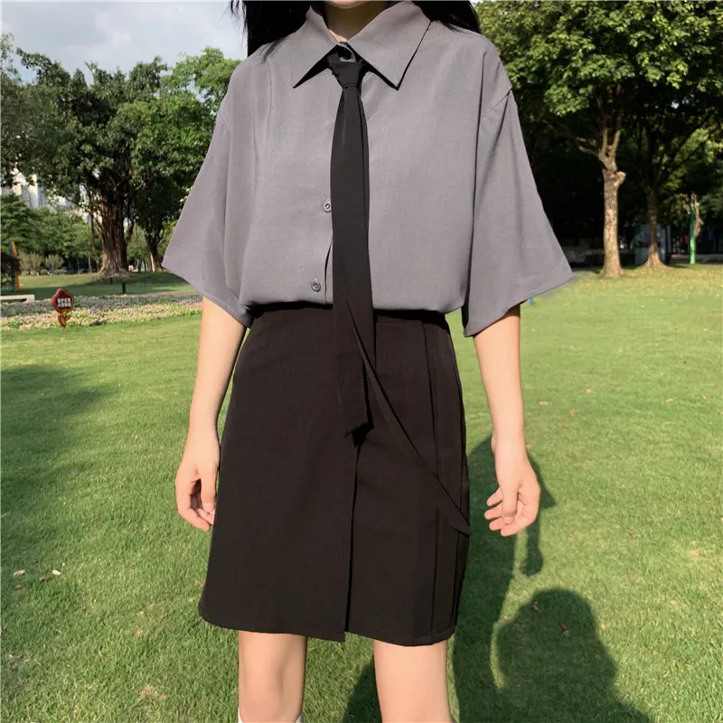 Японский колледж jk униформа из двух частей Женская универсальная рубашка с