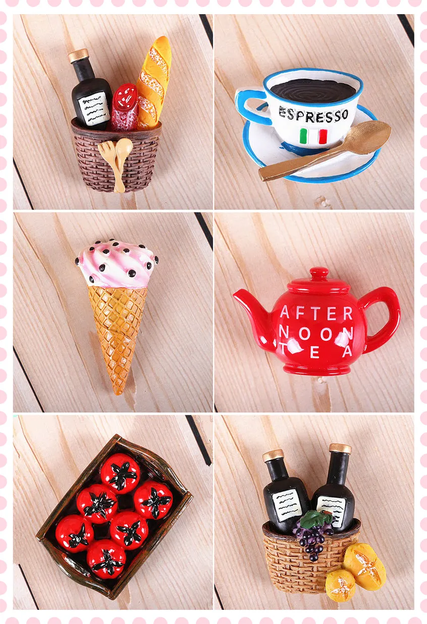 Bionic food refrigerator magnetic paste milk pan egg bread tomato refrigerator paste message stick magnet button home decoration