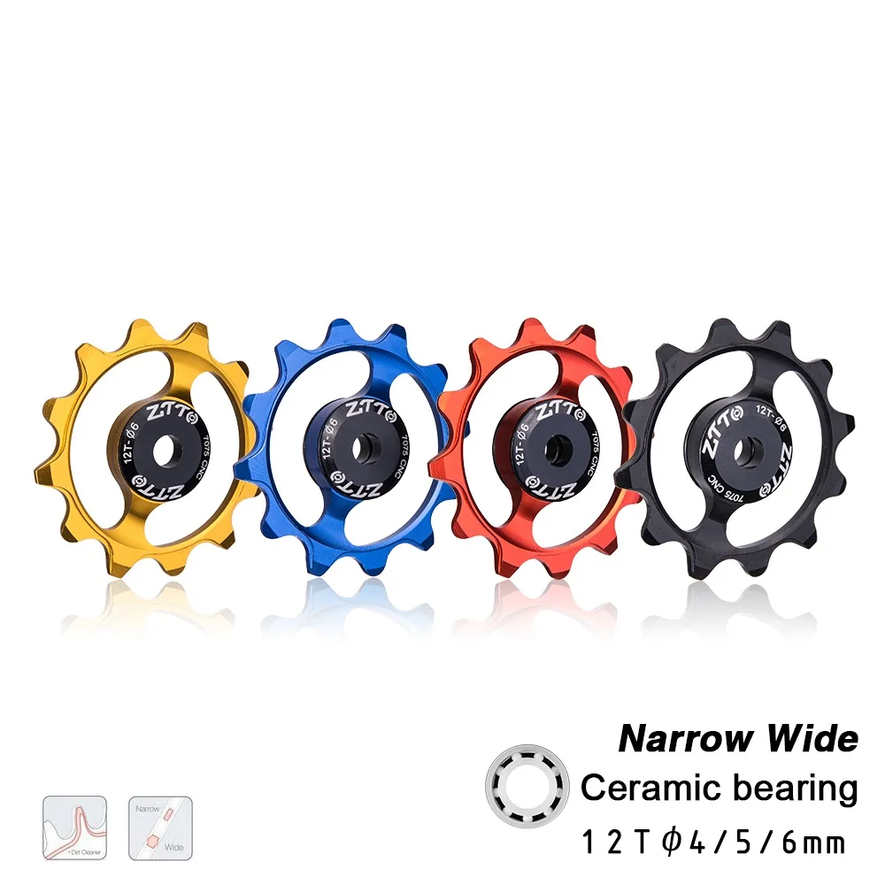 

ZTTO 12T MTB Bicycle Rear Derailleur Narrow Wide Jockey Wheel Ceramic bearing Pulley CNC Road Bike Guide 4mm 5mm 6mm