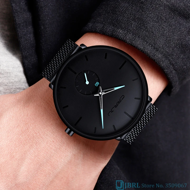 Бизнес наручные часы Мужские Топ бренд Роскошные кварцевые для мужчин черные из