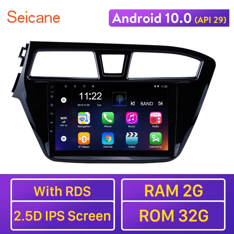 Seicane 9 &quotAndroid 10 0 радио Автомобильный GPS плеер для 2014 2015 HYUNDAI I20 левый руль