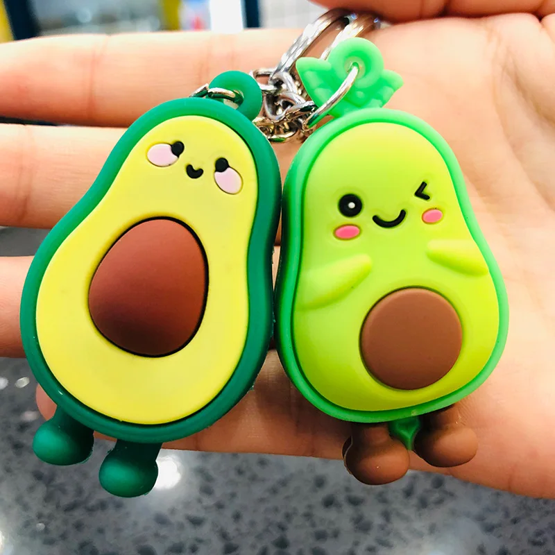 

Cute Cartoon Fruit Avocado Keychain 3D Soft Rubber Key Rings Trinket Bag Car Pendant Women Girls Keychain Souvenirs Jewelry Gift