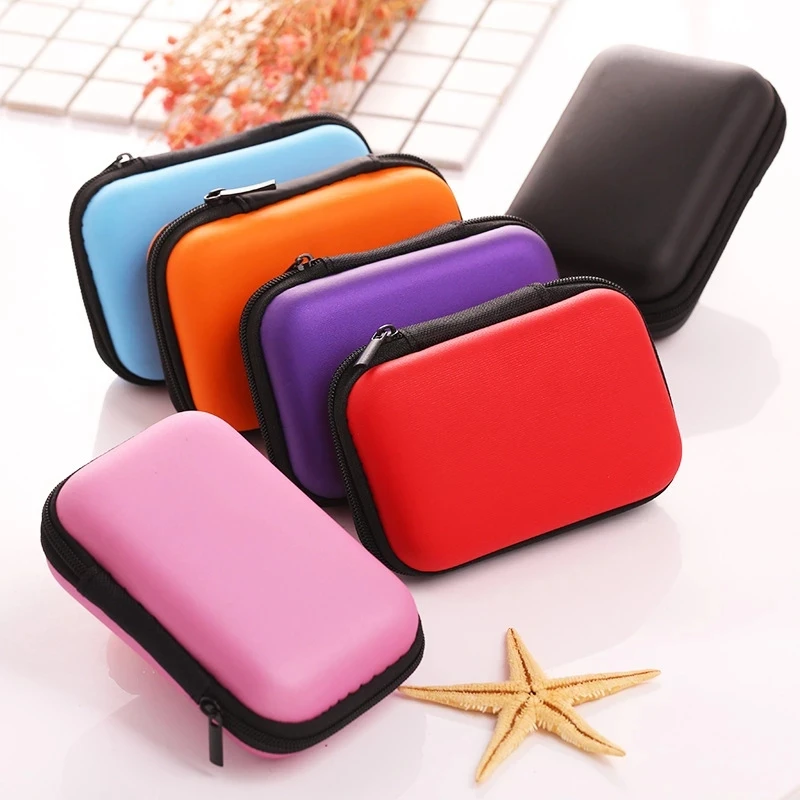 

Headphones Storage Box USB Hard Case Earphone Bag Key Coin Bags Waterproof SD Card Cable Earbuds Holder Box round square shape