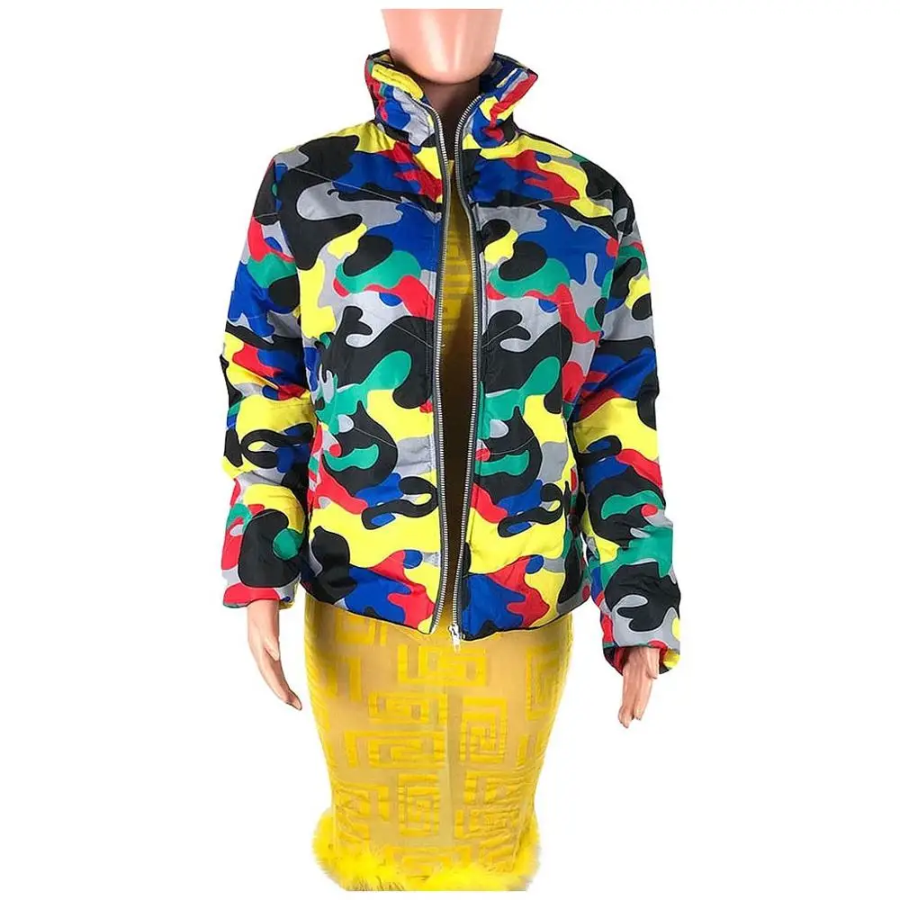 Зимняя короткая куртка с хлопковой подкладкой теплые утолщенные камуфляжные