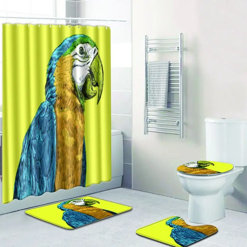 Zeegle Animal Pattern Bath Mat Set with Shower Curtain Anti-slip Doormat Soft Floor Rug Creative for Bathroom | Дом и сад