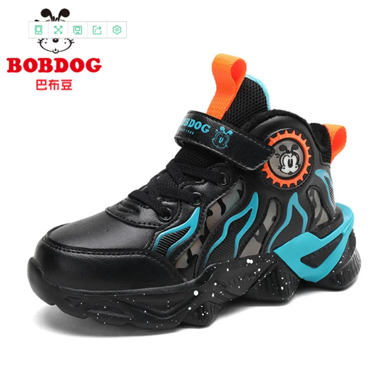 

2022 New Winter Boys Plus Velvet Warm Sports Shoes Brand Leather Fashion Boy Platform Shockproof Comfortable Casual Running Sho