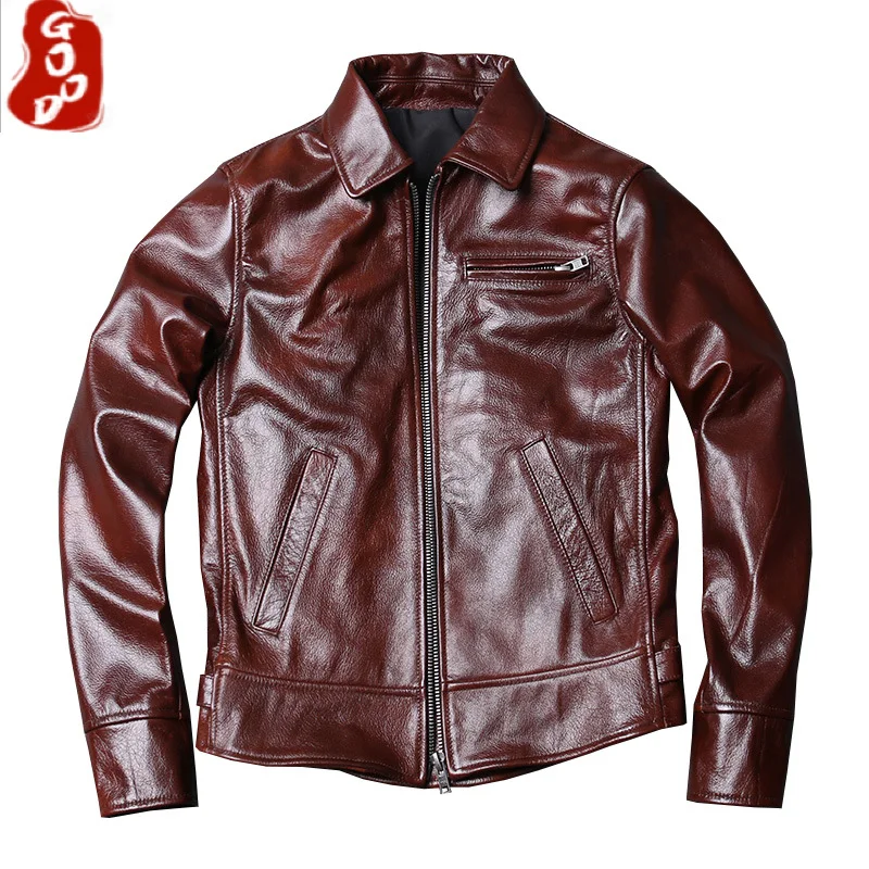 

Genuine Leather Jacket Man Real Cowhide Coat Short Biker Jacket for Men Style Plus Size 5xl Spring 2021 Hommes Veste 80LW