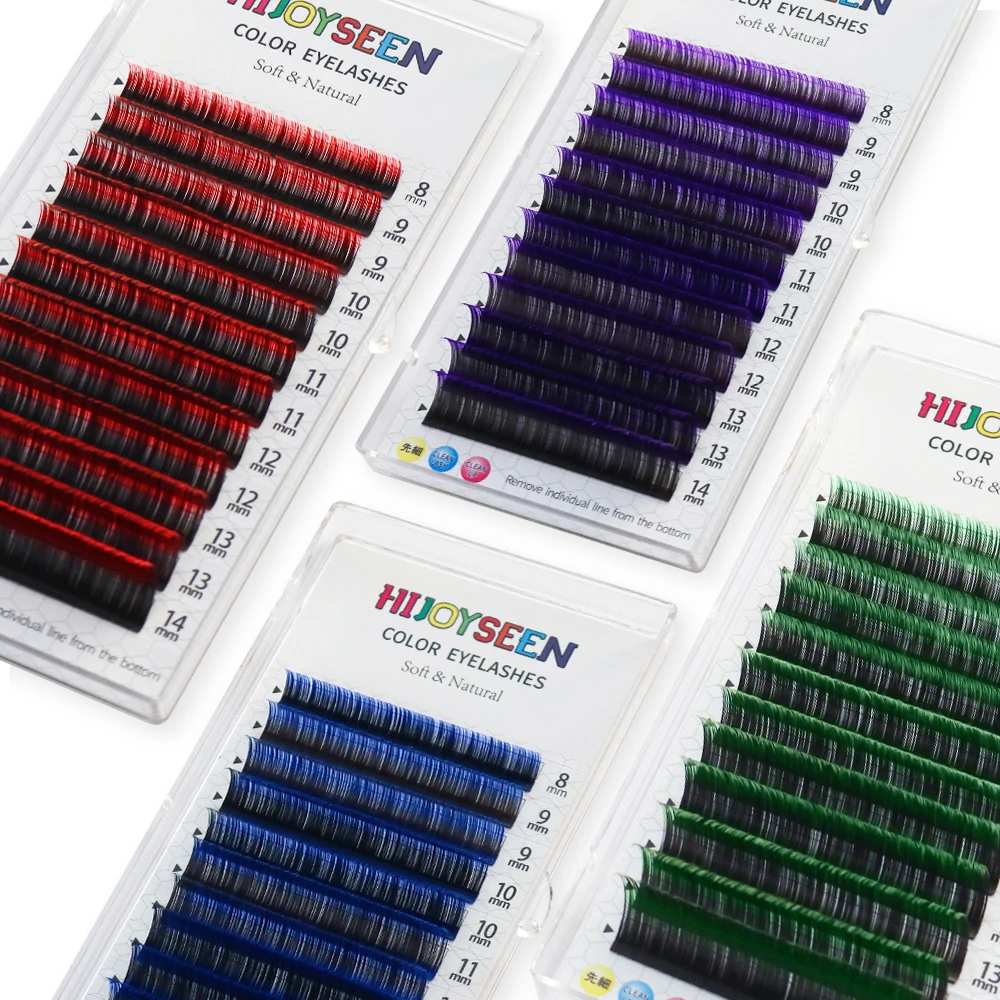 

Gradient Red Green Blue Purple Color Eyelash Extension Individual Faux Mink Ombre False Eye colored Lashes Makeup Tool