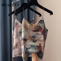 realeft 2021 new summer women camis vintage painting printed top for women tank tops boho sexy strapless v neck tanks top female