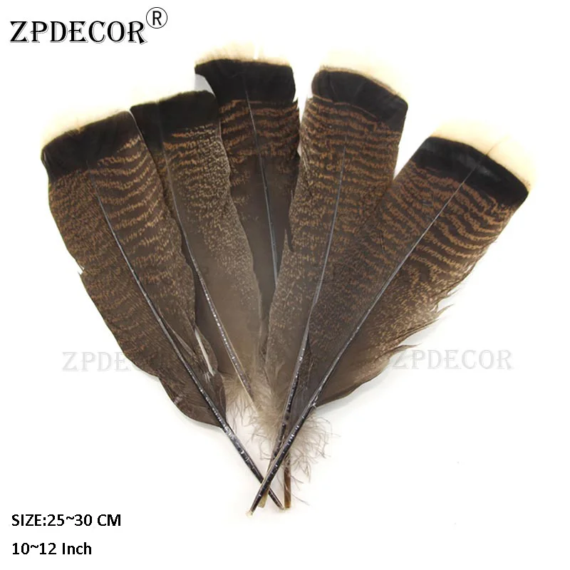 ZPDECOR Размер 10 ~ 12 дюймов/25 30 см перья индейки оптовая продажа плоских перьев