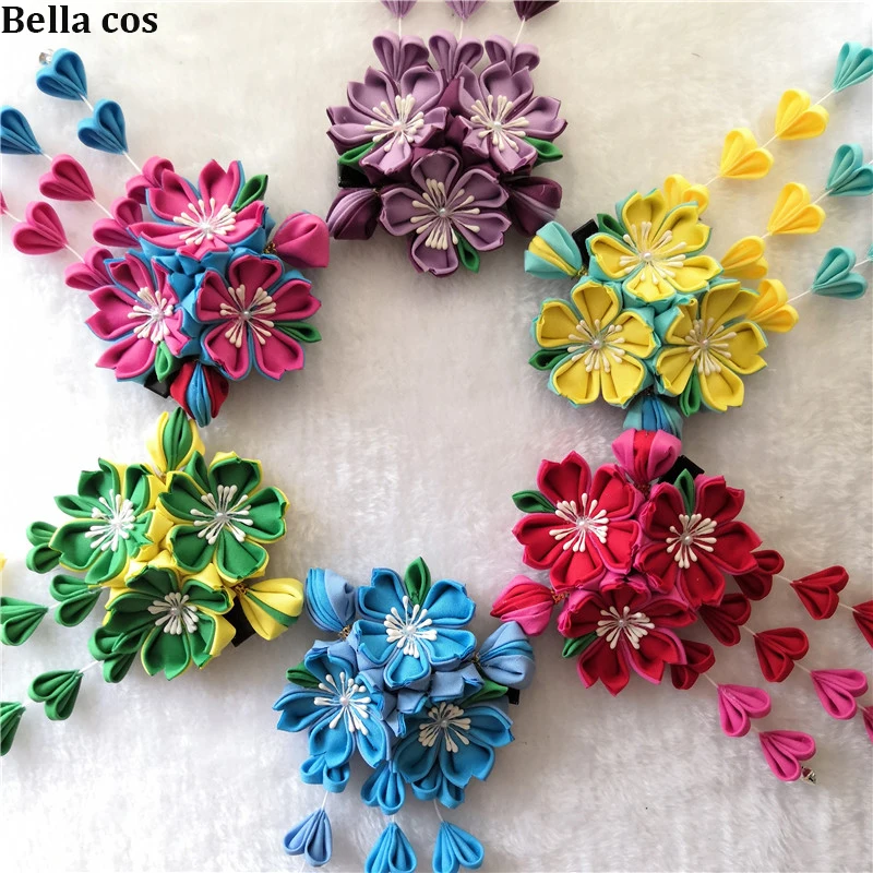 Новый дизайн цветное японское кимоно сакуры на заказ аксессуары для волос