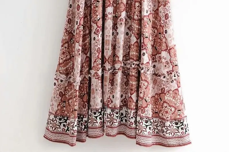 TEELYNN boho floral print maxi dresses cotton rayon vintage deep v neck 2020 summer dress beach women Casual vestidos robe | Женская