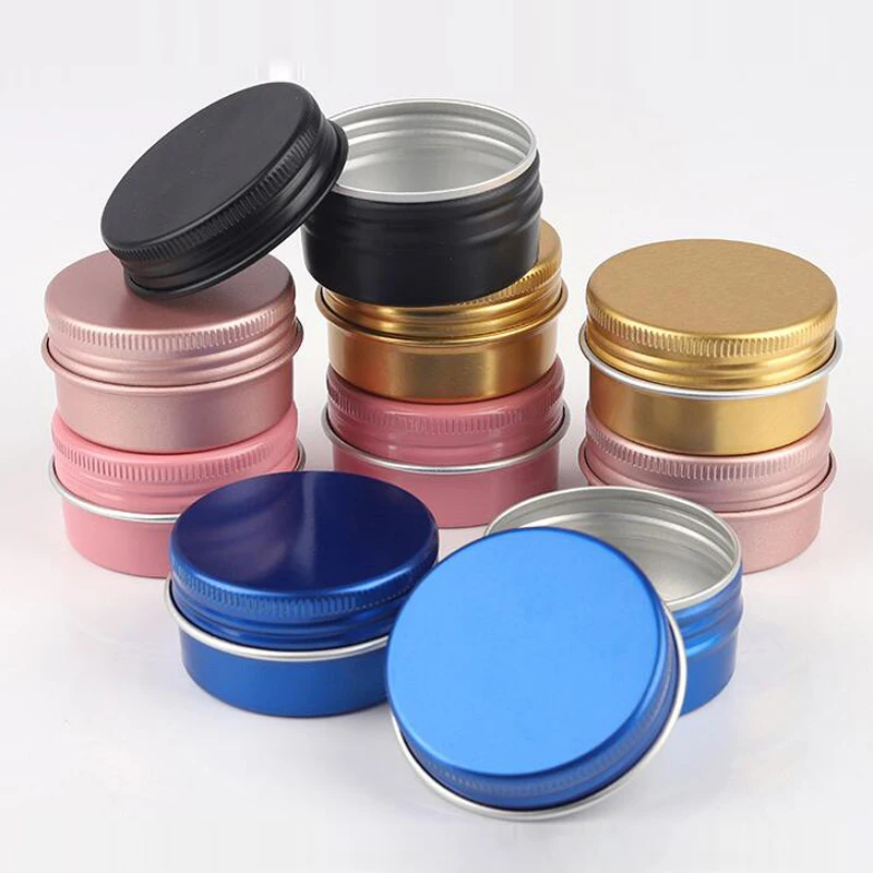 Rose Gold Screw Thread Aluminum Ointment Jar 30g Cosmetic Makeup Lipstick Lip Balm Concealer Refillable Metal Tin Pot 50pcs