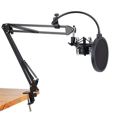 NB-35 Microphone stand Scissor Arm Stand, Pantograph For Mic &Table Mounting Clamp&NW Filter Windscreen Shield & Metal Mount Kit