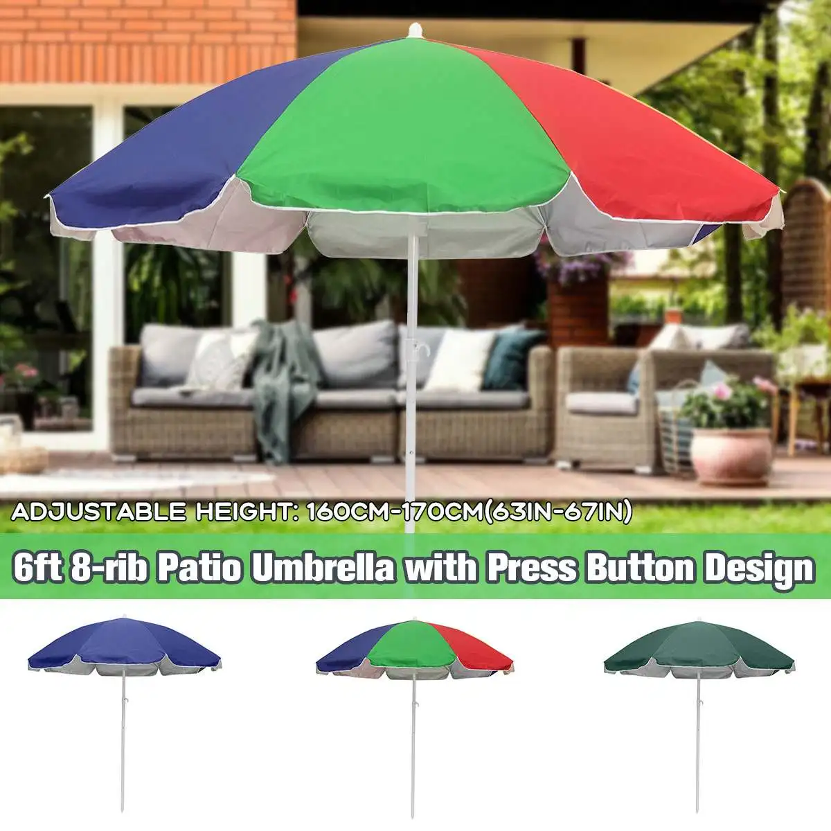 

Уличный пляжный зонт для внутреннего дворика 2 м 6 футов регулируемый по высоте солнцезащитный навес садовый навес зонтик 8 ребер тенты