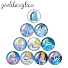 Disney Princess Cinderella 10 шт. 12 мм18 мм20 мм25 мм30 мм круглые стеклянные кабошон плоская задняя часть ожерелье комплектующие для изготовления