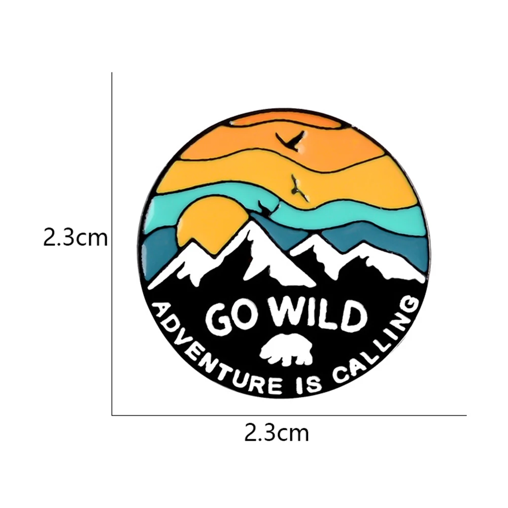 Unisex Brooch Pin Sunset Snow Mountain Bird Enamel Jacket Bag Badge Clothes Decor For Women Accessory Fashion | Украшения и