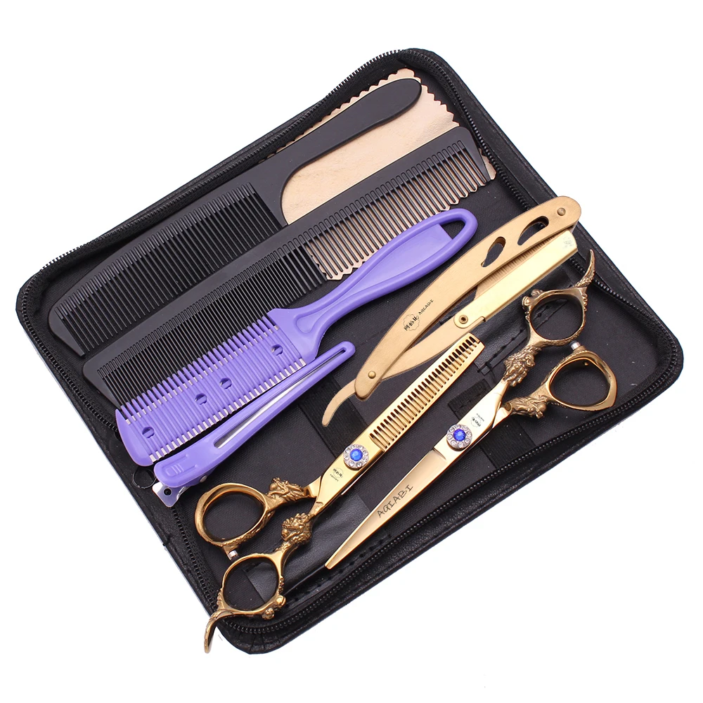 

Набор ножниц для стрижки волос AQIABI 440C, Профессиональные Парикмахерские ножницы 5,5 дюйма 6 дюймов с ручкой в виде дракона, принадлежности для ...
