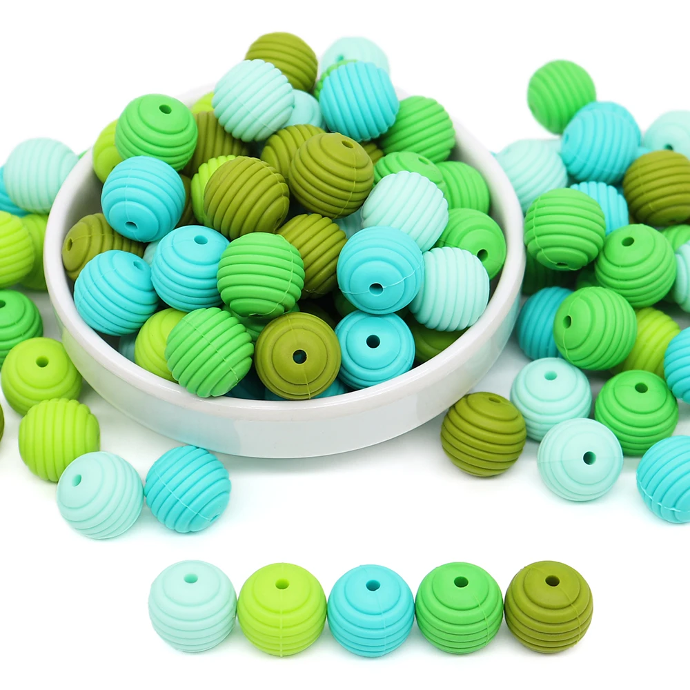 

30 шт., силиконовые бусины в полоску для жевания