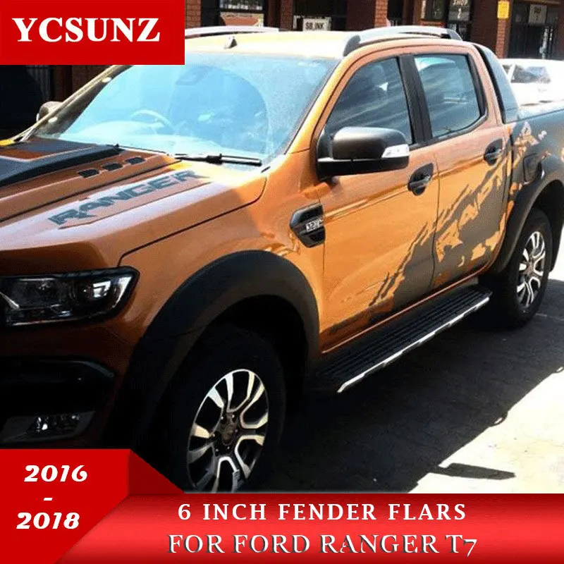 6 дюймовые черные крылья для Ford Ranger T7 Wildtrak 2016 2017 2018 двойная кабина|fender flares|fender fender
