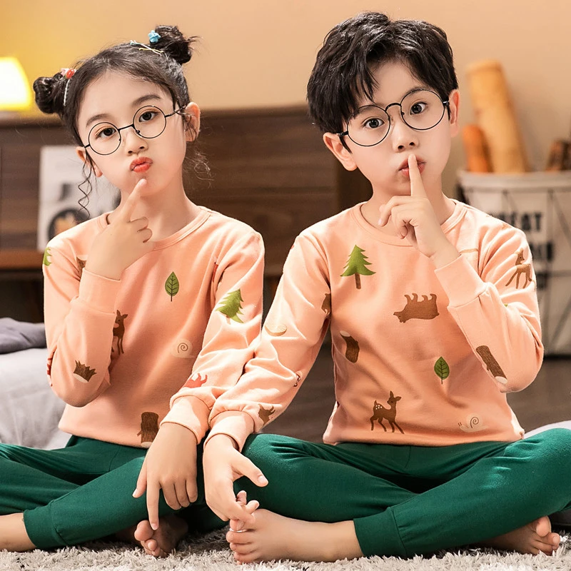 

Winter Kids Pajamas Set Children Christmas Sleepwear Cotton Girls Animal Pyjamas Nightwear Home Clothes For Boys 4 6 8 10 12Year