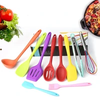 colorful silicone cooking utensils set non stick spatula spoon oil brush turner food tongs cooking tools set kitchen accessories