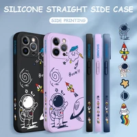 phone case for infinix hot 9 10 play cartoon rocket astronaut side design pattern liquid silicone shockproof protection case