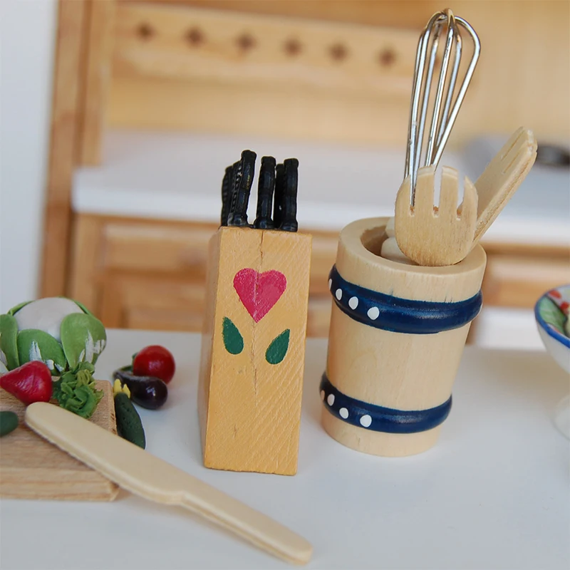 ILAND Kitchenware Wooden Shovel Turner Knife Egg Beater 5pcs For 1:12 Dollhouse Miniature DK045 | Игрушки и хобби