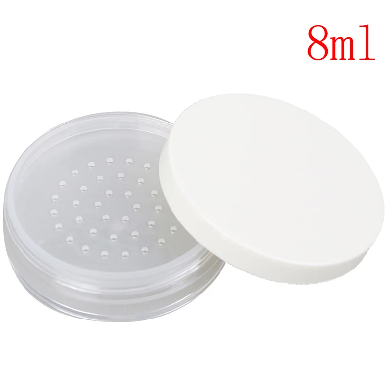 

Plastic Empty Loose Powder Pot With Sieve Cosmetic Makeup Jar Container Handheld Portable Sifter With White Cap 8ml