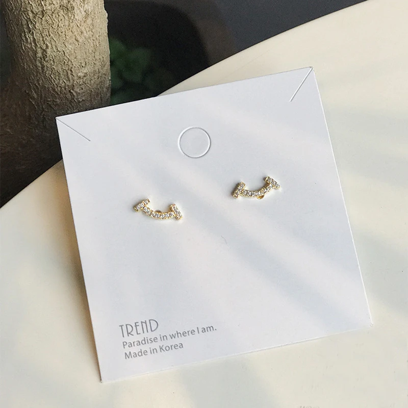 S925 Серебряные иглы новые корейские серьги для женщин девушки Стразы улыбка серьги темперамент дикие вечерние ювелирные изделия на свадьбу Подарки