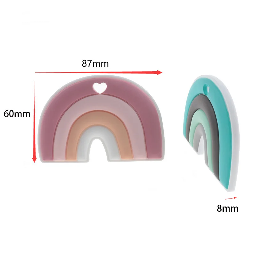 Fkisbox-mordedor de silicona de arco iris para beb&eacute;, juguetes de dentici&oacute;n infantil sin BPA, accesorios, cadena calmante para chupete de lactancia, 10 piezas-4