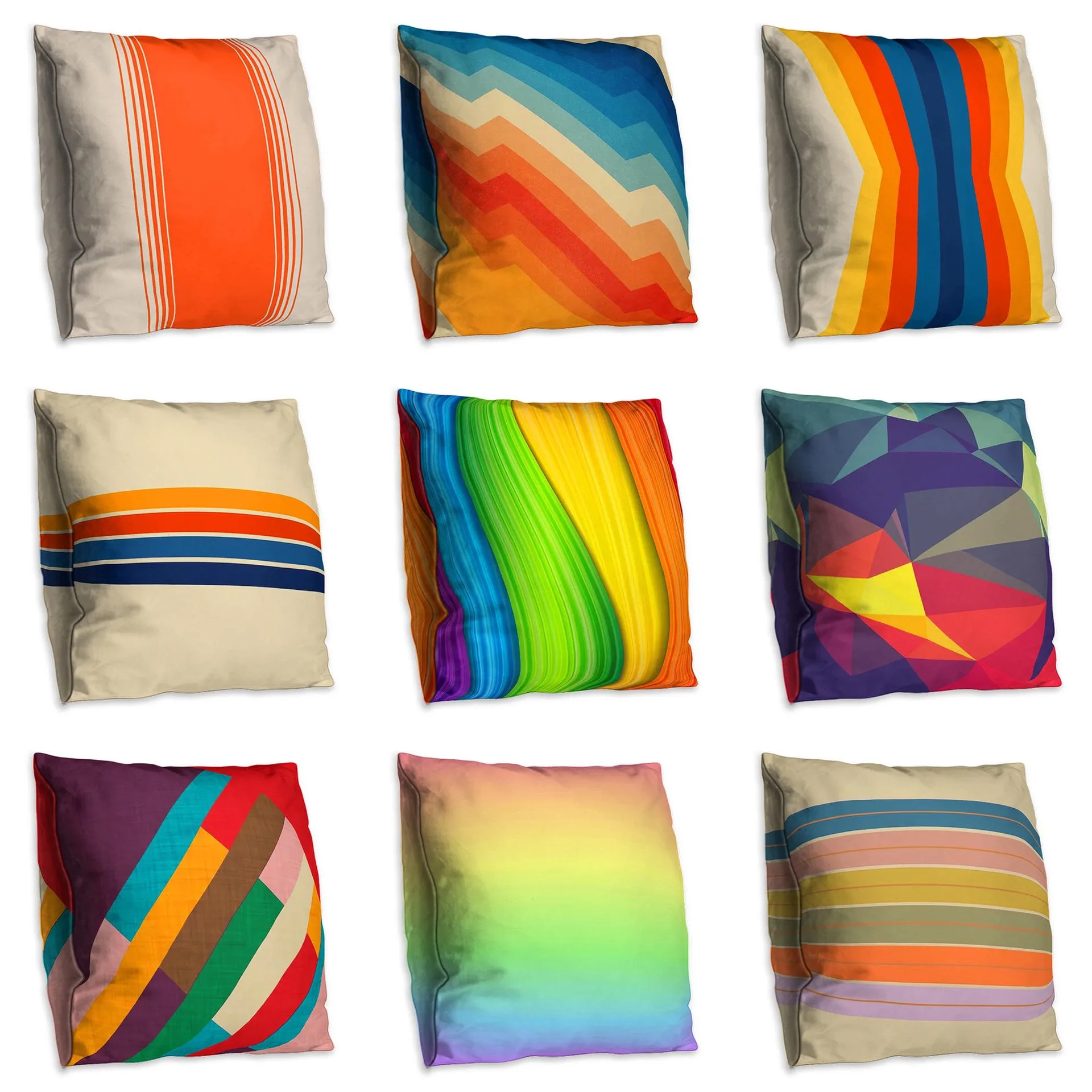 

Creative Pillowcase Rainbow Colour Geometric Stripes Cushion Cover Throw Pillowcases Decorative Pillow Covers cojine almofada