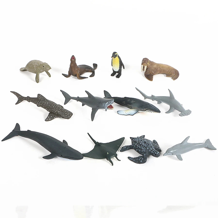 Фото 12 шт. океананическая и морская жизнь набор моделей животных Акула Кит черепаха
