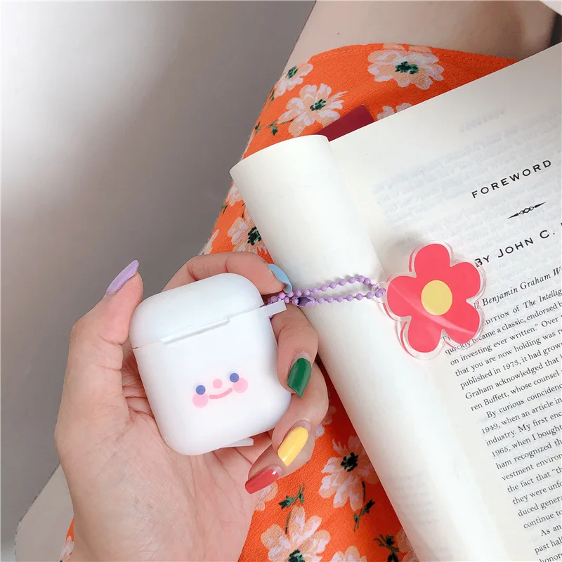 Прекрасный силиконовый чехол для наушников AirPods, мультяшный брелок для ключей, беспроводные Bluetooth наушники, прозрачный чехол для Apple AirPods 2