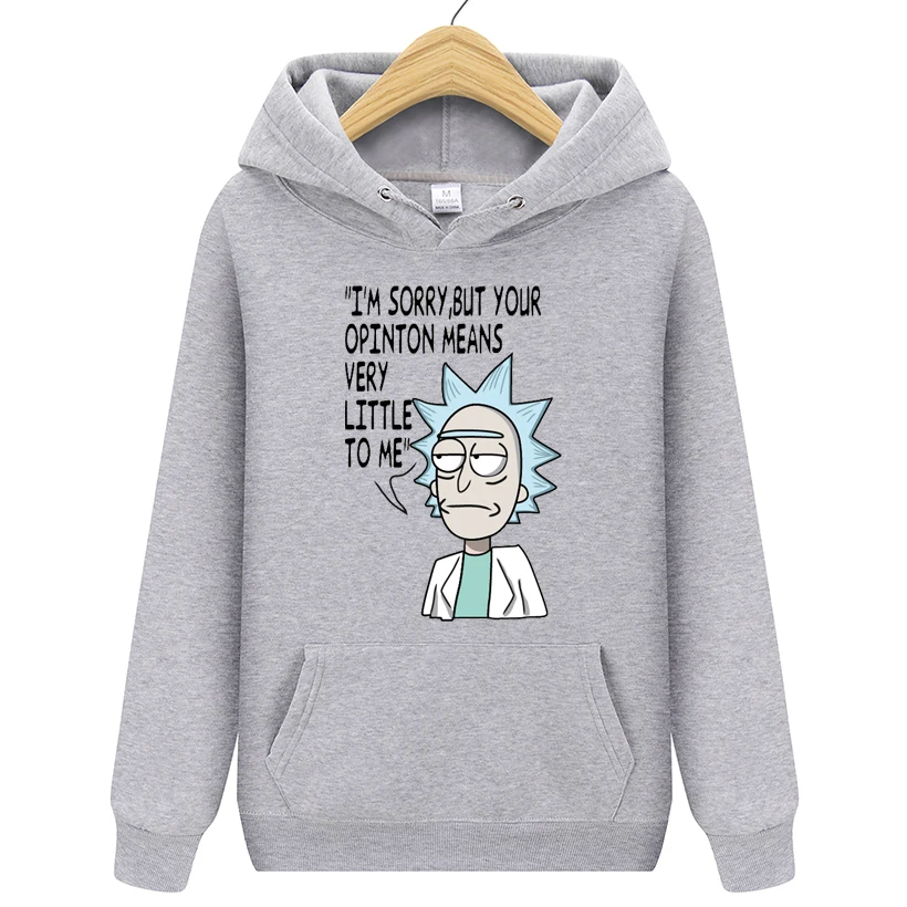 HW0044gray Толстовки мужские осень зима для мужчин женщин флис с длинным рукавом спортивная одежда пуловер Рик Морти принт толстовка с капюшоном - Цвет: HW0044gray