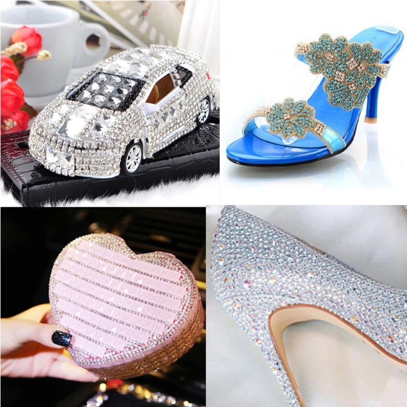 

Color Random Hotfix Applicator Tool Kit DIY Hot Fix Rhinestones with 7Tips Support Stand Tweezers Cleaning Brush Wax Pencils Kit