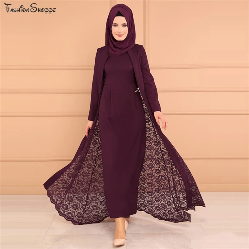 Новое Элегантное модное мусульманское длинное платье abaya кружевное женское