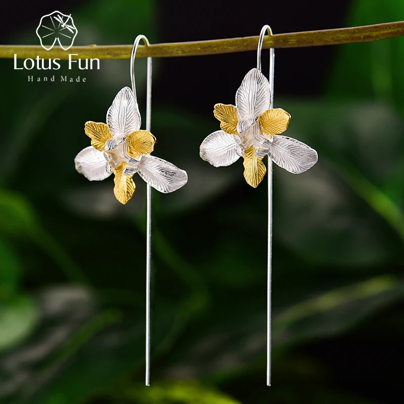 Женские серьги с цветком радуги Lotus Fun, дизайнерские серьги ручной работы из настоящего серебра 925 пробы, 18 К - изображение