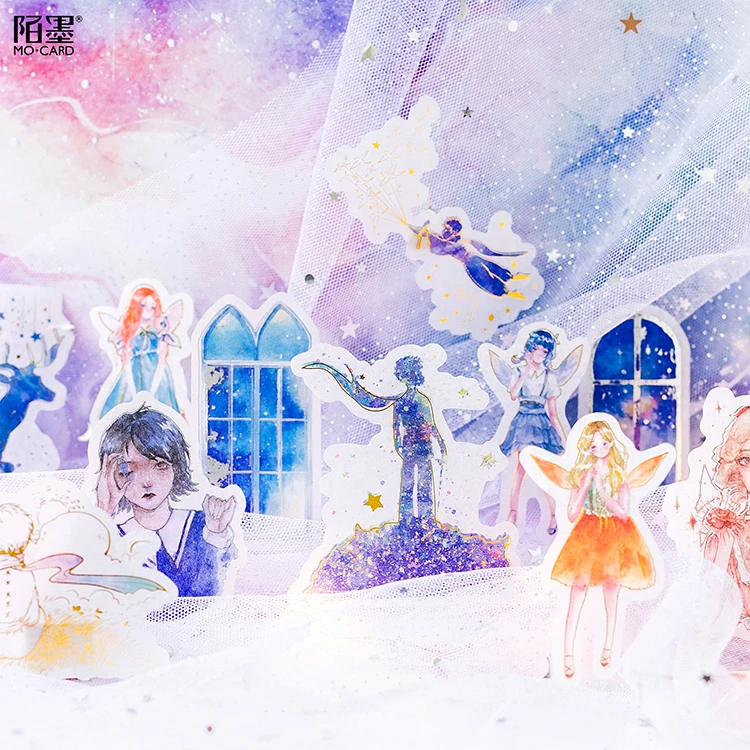 КИТ с принтом Маленький принц планета золочение декоративные наклейки из бумаги